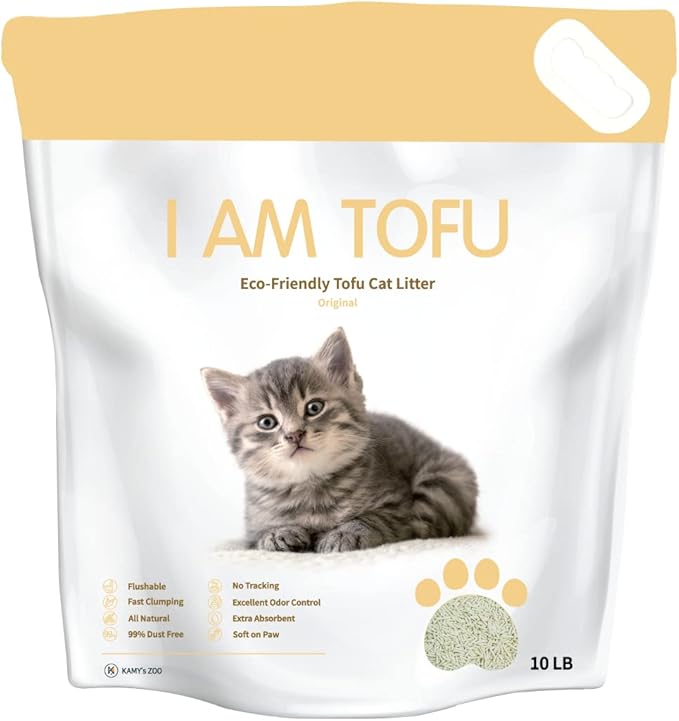 I AM TOFU - Tofu Cat Litter, Natural Flushable Extra Clumping Pellet Litter, 10LB x 3 (Honey Peach 2 & Original 1)
