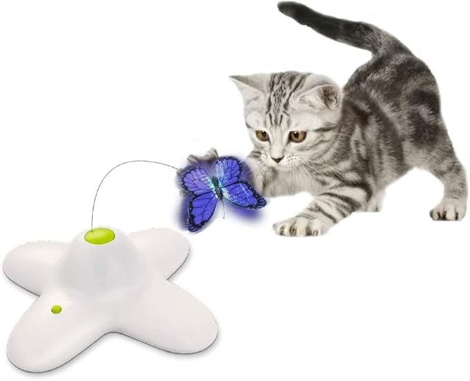 AFP Interactive Cat Toy, Butter-Fly Interactive for Indoor Cats, Flutter Bug Cat Toys, Flutter Rotating Kitten Toys with 2 Replacements