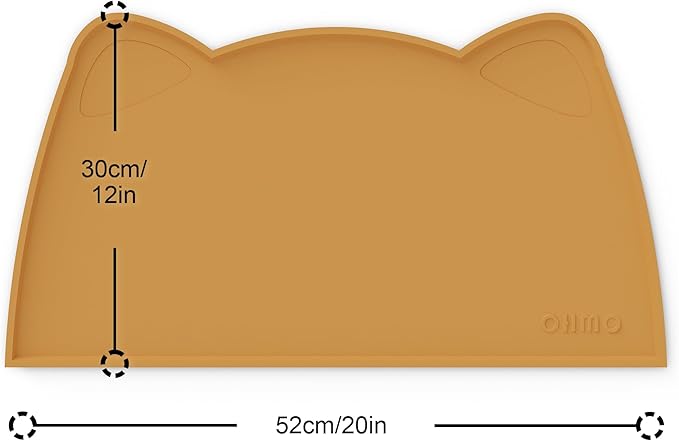 OHMO - Cat Food Mat, Silicone Pet Feeding Mat for Floor Non-Skid Waterproof Dog Water Bowl Tray, Easy to Clean Pet Placemat