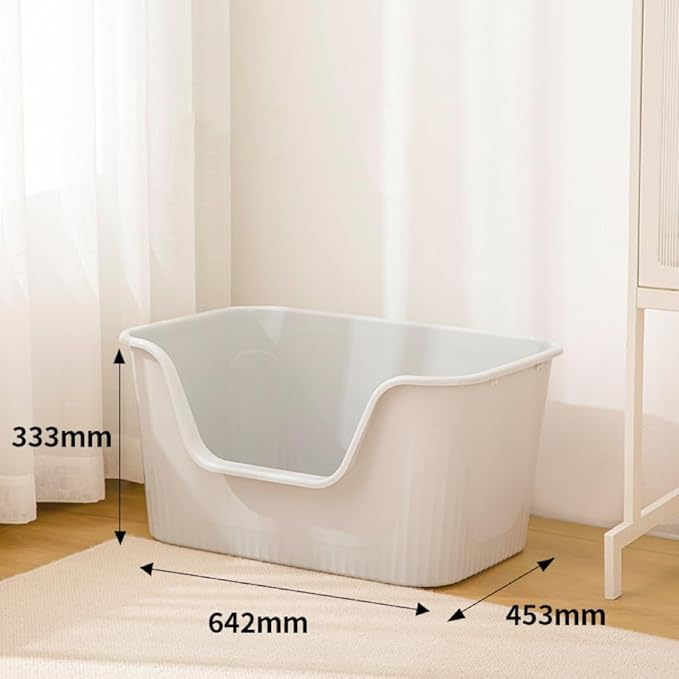 Extra Large Litter Box with High Sides 25.27" Lx17.83 Wx13.11 H,Anti-Splashing,Tool-Free Assembly,Multi Kitty Cat Litter Box,Jumbo (Grey)