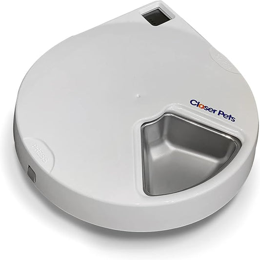 Cat Mate C500 5 Bowl Digital Timer-Controlled Automatic Pet Feeder - 5-Meal Feeder with Stainless Steel Bowl and Ice Packs, Wet or Dry Food, 5 Meals Up to 0.73 lb Each, White