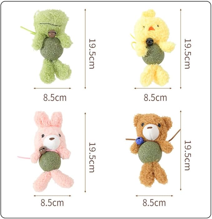 Cat Toys with Catnip Kitten Chew Bite Supplies Boredom Relief Fluffy Kitty Teeth Cleaning Chewing Cat Lovers Interactive Plush Gift (New Bear)