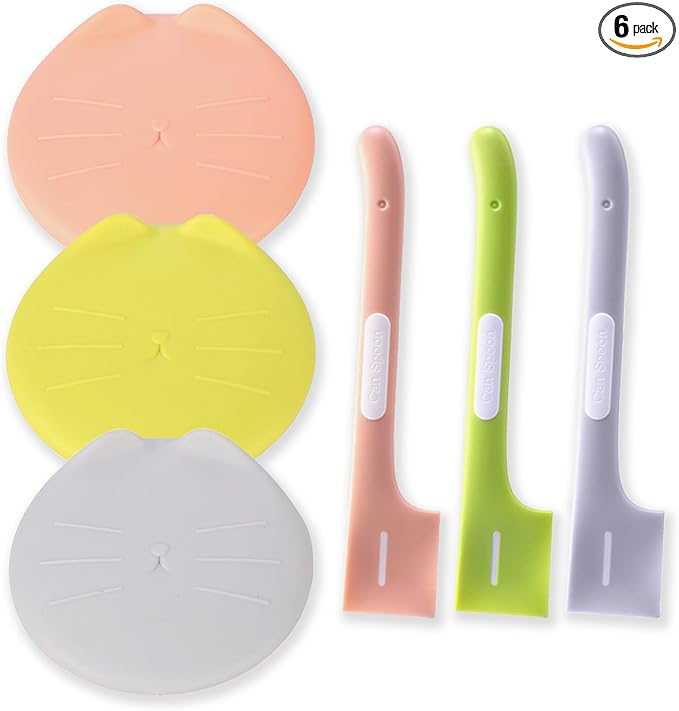 6 Pcs Pet Food Can Supplies Set, 3 Pcs Silicone Dog Cat Food Can Covers Lids and 3 Pcs Cat Food Mix Spoons, Dishwasher Safe