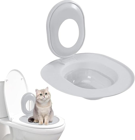 Cat Toilet Seat Training Kit,Removable Pet Toilet Training System,Washable Cleaning Pad for Cats,Reusable Plastic Trainer for Pet Cleaning,Portable Trainer for Home Pet Shop Pet Care (Grey)