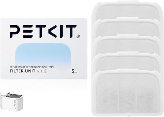 PETKIT Filter Unit Rect for EVERSWEET MAX Cordless Water Fountain, Replacement for 105 fl oz/3L Automatic Cat Fountain, 5 pack