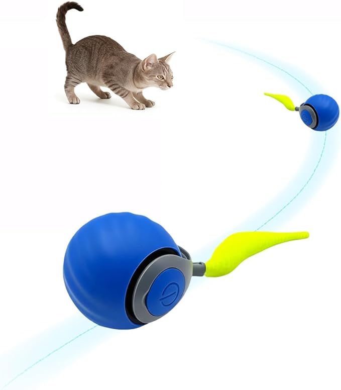 Speedy Ball 2.0 with Tail, Interactive Toys for Bored Indoor Cats Enrichment, Automatic Rolling Ball Kitten Exercise, Turbo Funny Self Play Moving Flying Toy 3.0, Electronic Pet Chase Mouse Games