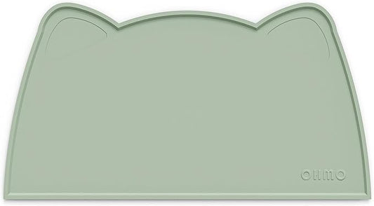 OHMO - Cat Food Mat, Silicone Pet Feeding Mat for Floor Non-Skid Waterproof Dog Water Bowl Tray, Easy to Clean Pet Placemat (Sage Green, 18 * 9.8'')