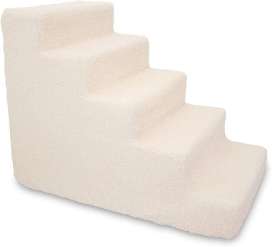 Best Pet Supplies Dog Stairs & Steps - CertiPur-US Made in USA Foam Steps for Small Dogs & Cats, Non-Slip Indoor Balanced Pet Step Support, Dog Ramp, No Assembly, Lambswool, 5-Step (22.5-inch Height)