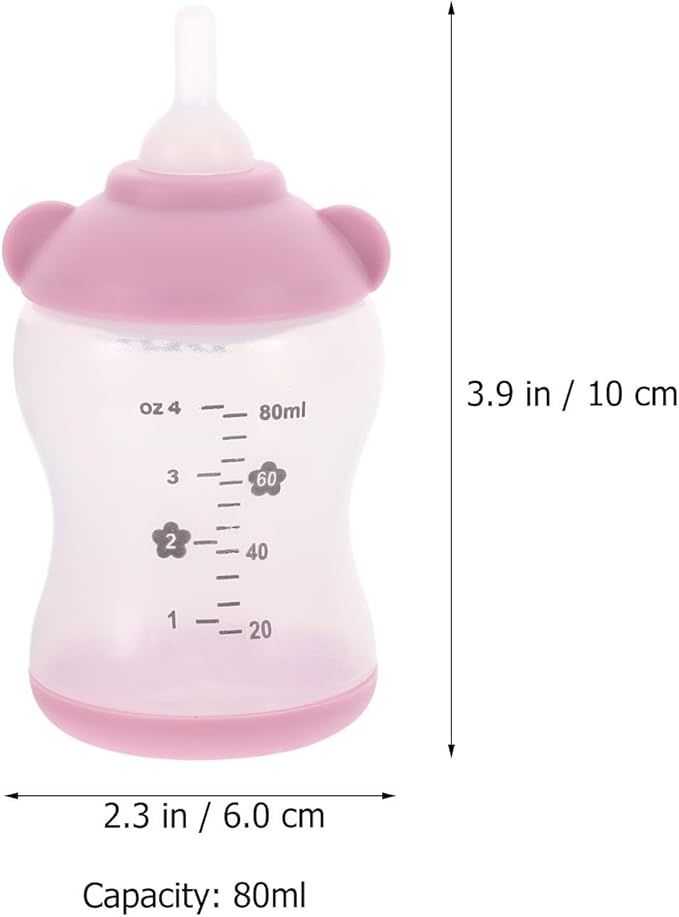 Small Pet Nursing Bottle Kit, 80ml Pink Kitten and Puppy Feeding Bottle with Accurate Scale, Reusable PP and Silicone Nursing Bottle for Newborn Kittens Puppies Rabbits Small Animals