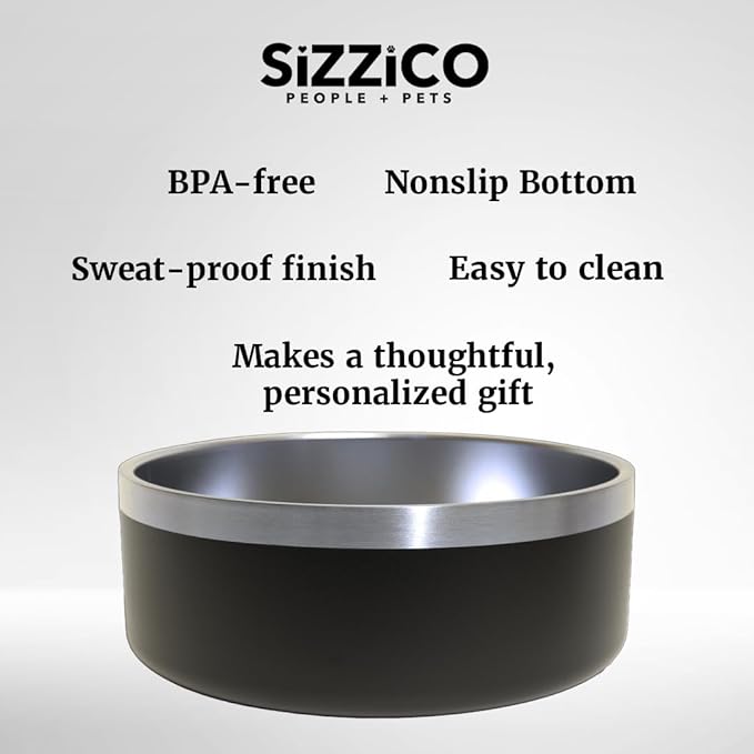 Custom Dog Bowl with Large Name - 304 Stainless Steel, Personalized Engraved, Nonslip, Custom Cat Bowl, Feeder, Pet Supplies, Food (Black, Medium -32oz)