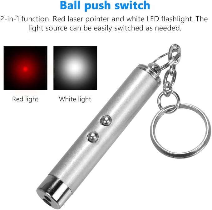 2-in-1 Cat Pet Toy Red LED Pointer Pen White Flashlight Torch Interactive Training Pen for Cat Dogs