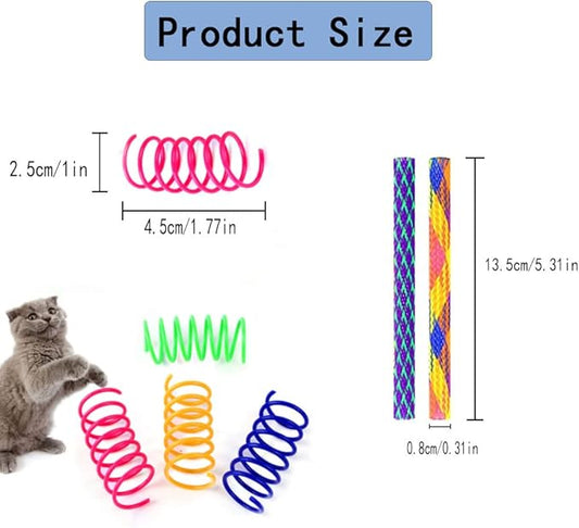 PIVHWIR Cat Spring Toys Set of 30, Plastic Colorful Interactive Cat Toy Cat Coils Spring Pet Toys and Springs Tube