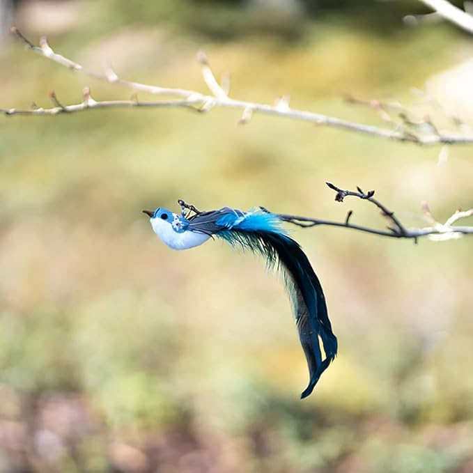 Leo's Paw Interactive Bird Simulation Cat Toy Set Realistic & Colorful with Feathers & Bells on Wand Stimulating Real-Life Flying Bird Impression for Hunting Exercise & Play (Replacement Birds 5 PCS)