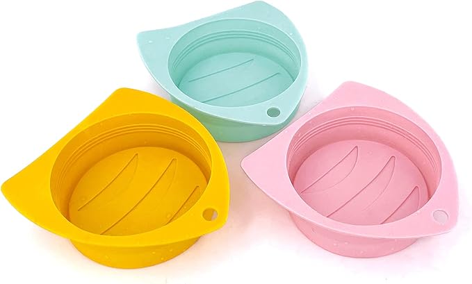 3 Pack Dog Cat Food Can Lids - Silicone Stretch Lids Covers for Pet Food Cans, Reusable Universal Size Fit Medium and Large Size Cans