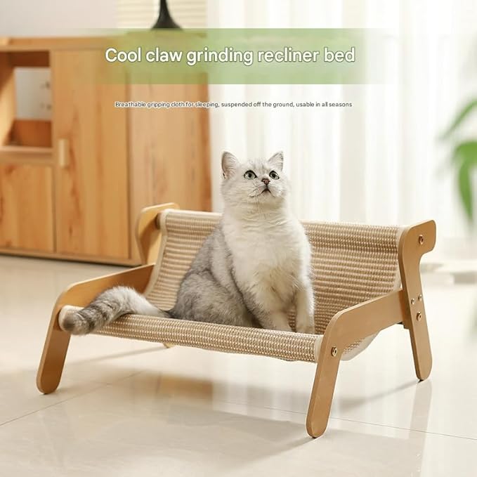 Mellowkin Cat Scratcher Couch, The Claw Lounge for Cats, Durable Wavy Rocker Bed and Lounger, Breathable Pet Hammock Seat, 2-in-1 wear Resistant Scratching Sisal Chair with Replace Pad (A Style)