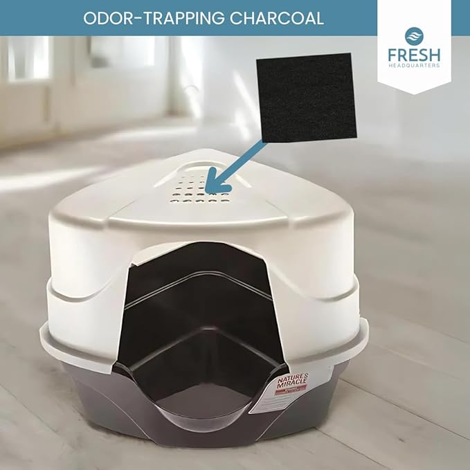 6-Pack Activated Carbon Litter Filters - 6.5" x 6.25" Corner Cat Litter Filters Replacement for Odor Elimination - Compatible with Nature Miracle Corner Box & other Models, USA Made