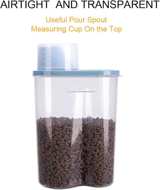 GreenJoy 2 Pack 2lb/2.5L Pet Food Storage Container with Measuring Cup, Can Covers and Bowl for Small Dog, Cat, Waterproof-BPA Free
