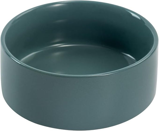 SPUNKYJUNKY 13.5OZ Ceramic Dog and Cat Bowl, Modern Cute Weighted Food Water Bowl for Replacement Light Green (1 Pack)