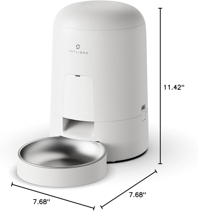 PETLIBRO Automatic Cat Feeder, Battery-Operated Automatic Cat Food Dispenser with 180-Day Life, AIR Cordless Timed Pet Feeder for Cat & Dog, 2L Auto Cat Feeder, White