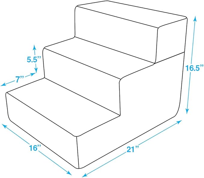Best Pet Supplies Dog Stairs & Steps - Foam Steps for Small Dogs & Cats, Non-Slip Indoor Balanced Pet Step Support, Dog Ramp, No Assembly, Sand, Foldable 3-Step (16.5-inch Height)