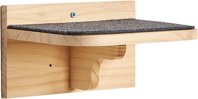 SHENGOCASE 9.8" x 7.1" Solid Wood Wall Mounted Large Cat Step, Cat Wall Furniture, Shelves Stairs Perch