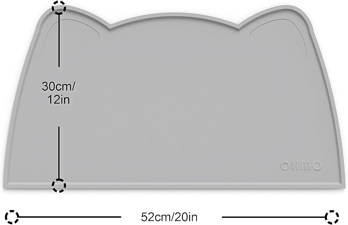 OHMO - Cat Food Mat, Silicone Pet Feeding Mat for Floor Non-Skid Waterproof Dog Water Bowl Tray, Easy to Clean Pet Placemat