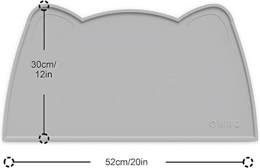 OHMO - Cat Food Mat, Silicone Pet Feeding Mat for Floor Non-Skid Waterproof Dog Water Bowl Tray, Easy to Clean Pet Placemat