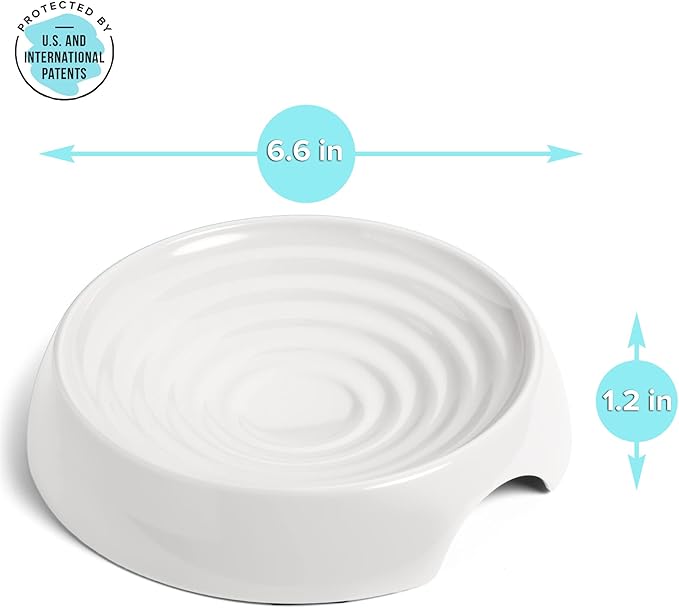 CatGuru Cat Bowls, Whisker Friendly Cat Food Bowl for Indoor Cats, Reliefs Whisker Fatigue, Wide Pet Bowl, Non Slip Pet Feeding Bowls, Shallow Kitten Dish (Set of 2, Marshmallow)