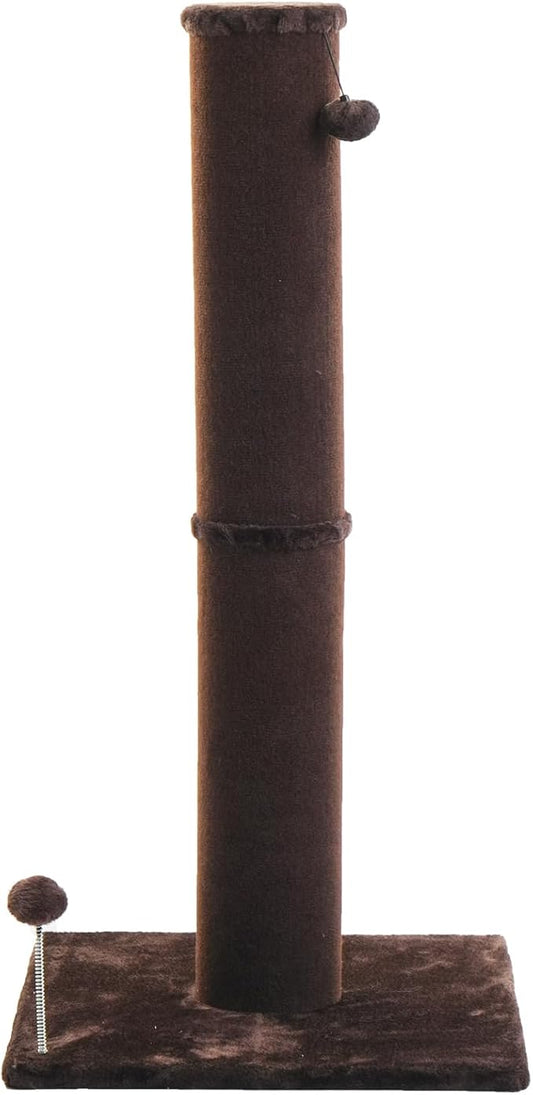 Cat Craft Cat Scratching Post Carpet Scratching Post 40" for Indoor Cats, Tall Cat Scratch Post, Carpet Cat Scratcher with Replaceable Toys, Sturdy Base, Large, Brown