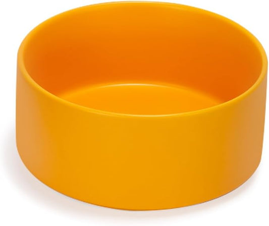 SPUNKYJUNKY 28.7OZ Ceramic Dog and Cat Bowl, Modern Cute Weighted Food Water Bowl for Replacement Yellow (1 Pack)