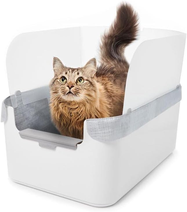 Modkat® Litter Tray, Extra Tall Base, Pee Shield, Reusable Litter Liner, Sifting Litter Scoop - White