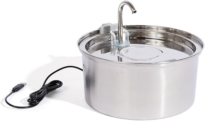 2.0 Large Capacity Stainless Steel Cat Water Fountain – 4L/135oz Indoor Automatic Pet Water Fountain for Cats, Ultra-Quiet Pump, Water Level Indicator, Multi Cat Metal Water Dispenser Bowl
