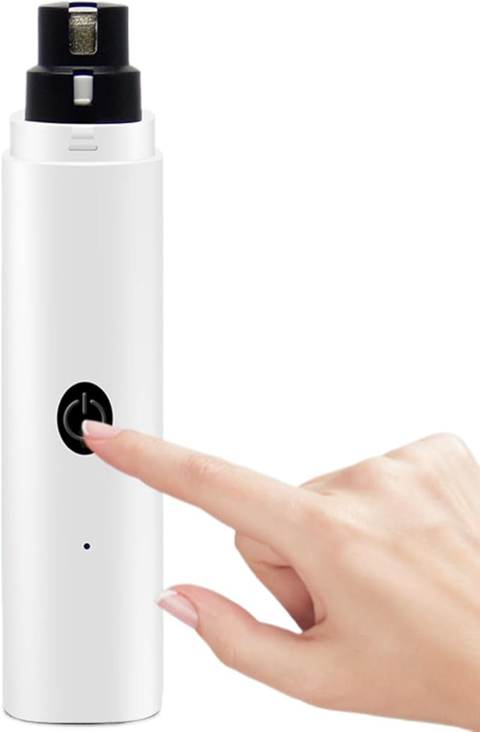 Quiet Rechargeable Pet Nail Grinder - Dog Nail Clippers and Grinder - with LED Lights and Quick Sensor, Diamond-Tip Dust Collector, Suitable for Large Dogs, Small Cats, and Rabbits (White)