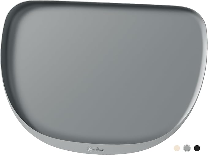 DownyPaws Dog Food Mats for Floors Waterproof, BPA Free Silcone Dog Bowl Mat, Non-Slip Pet Feeding Mat with High Raised Edge, Cat Placemat for Messy Drinkers, 18"×12.5", Light Gray