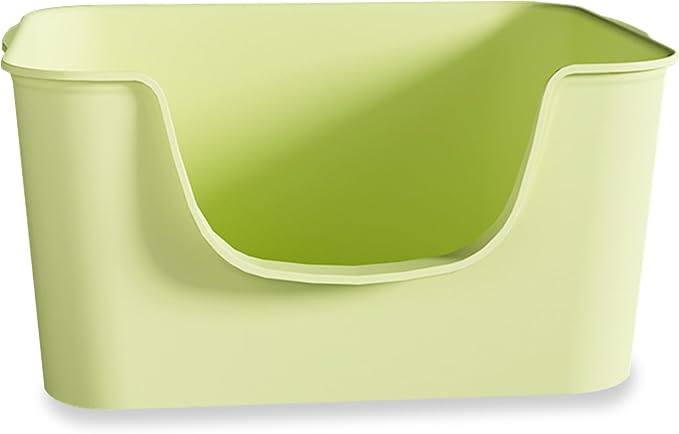 Small Cat Litter Box with High Sides,Cat Boxes for Indoor Cats,Cat Litter Pan for Kitty,Litter Box with Low Entry,Easy to Clean,Anti-Splashing (Green)