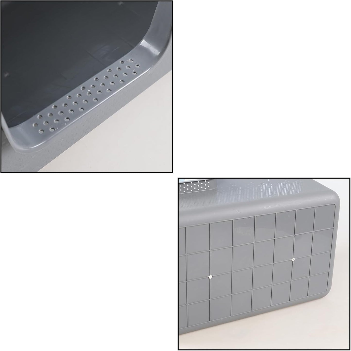 4 Packs Large Cat Litter Box with High Sides, Grey Open Top Cat Litter Basin