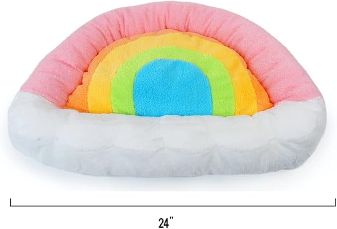 TONBO Soft Plush Small Cute and Cozy Nature Dog Cat Bed, Washer and Dryer Friendly (Rainbow)