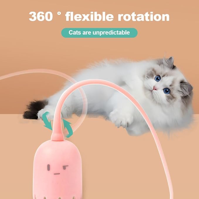 Indoor Cat Toys, Most High-Tech Electric Cat Toy, Interactive Cat Toy Cat Wand Toy for Indoor Cats, Rechargeable Automatic Cat Interactive Toy for Bored Indoor Adult Cats (Pink)