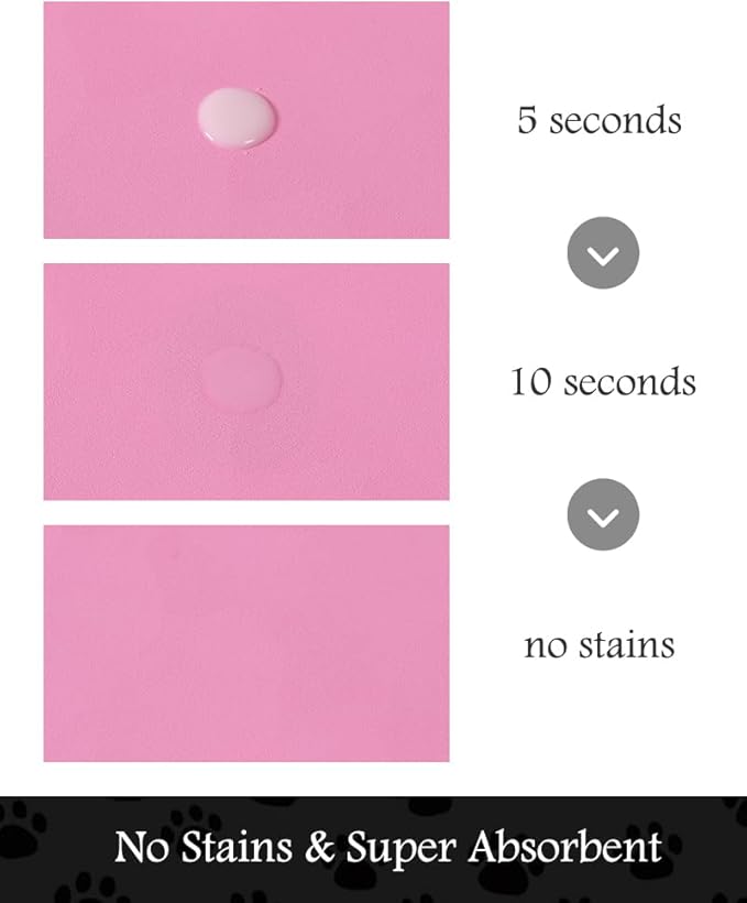 Pet Feeding Mat-Absorbent Dog Mat for Food and Water Bowl-No Stains Quick Dry Water Dispenser Mat-Dog Accessories Pet Supplies-Bowl for Messy Drinkers（BRIGHTPINK,23"x34"