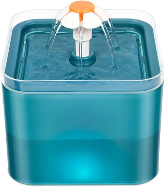 Cat Water Fountain Pet Water Fountain with LED Light, 67oz/2.0L Large Capacity, Cat Water Bowl 3 Flowers Designs & Silent