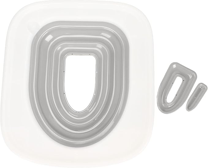 Luqeeg Professional Cat Trainer, Reusable Urinal Seat with Blue Tray, Teach Cat to Use Toilet (Grey)