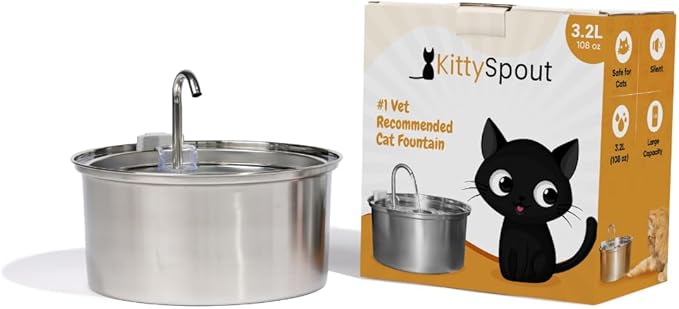 The KittySpout Stainless Steel Wireless Cat Water Fountain, 4L/108oz