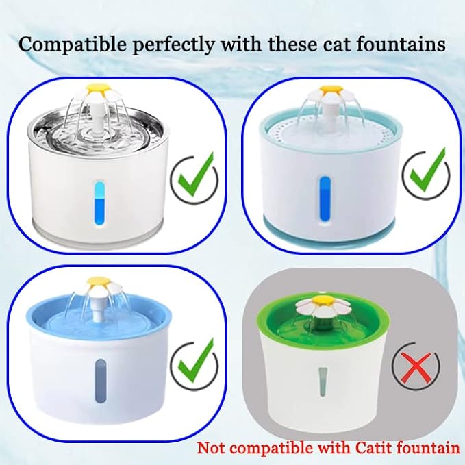 12/16 Pack Cat Water Fountain Filters, Cirfifth Triple Filtration System Pet Cat Fountain Filter Replacement for 84oz/2.5L Automatic Cat Fountain (16 Pack)
