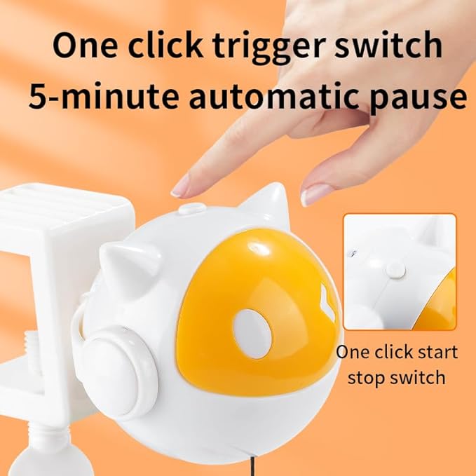 OCG Smart Automatic Cat Toy - Interactive Electronic Feather Ball with Auto-Moving & Lifting Features for Indoor Cats, Self-Play Space Ball Design Hanging Toy for Small/Medium Kittens (Battery-Free)