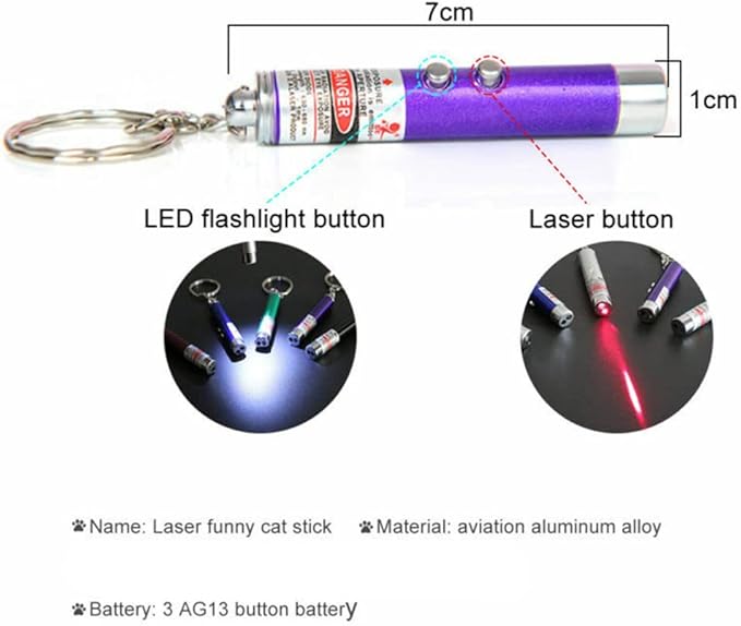 6pcs Laser Pointer Cat Toys Red Laser Light LED Pointer White Flashlight Torch Interactive Training Pen for Cat Dogs