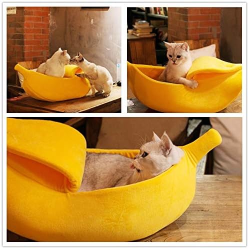 · Petgrow · Cute Banana Cat Bed House Extra Large Size, Christmas Soft Cat Cuddle Bed, Lovely Pet Supplies for Cats Kittens Rabbit Small Dogs, Yellow
