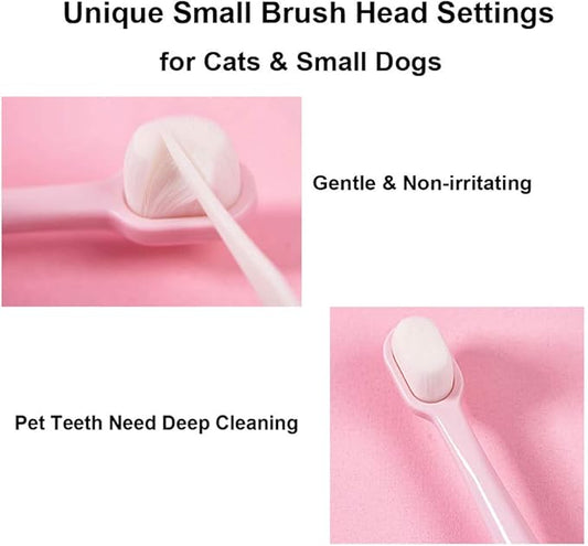 Small Dog Toothbrush Kit, Extra Soft Cat Toothbrush Dental, Easy Teeth Cleaning Head, Pet Deep Clean Dense Brush, Safe and Effective Oral Care, Brush Away Bad Breath, Easy to Handle, 3 Pack