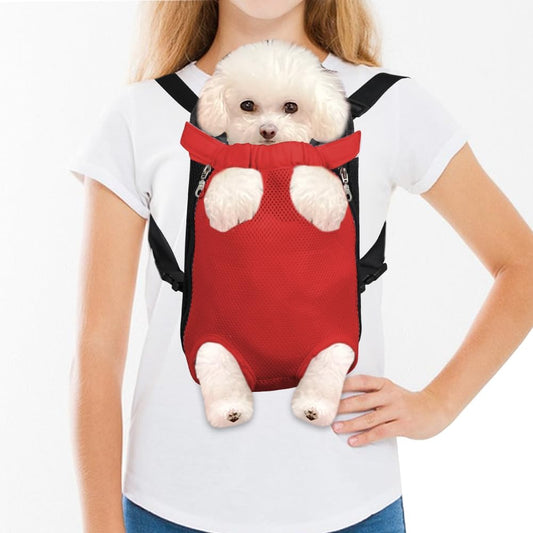 FEimaX Dog Carrier Backpack Pet Legs Out Front Cat Travel Bag, Adjustable Puppy Backpacks Carriers Hands-Free for Small Medium Dogs Cats Hiking Traveling Camping Daily Walking (Small, Red)