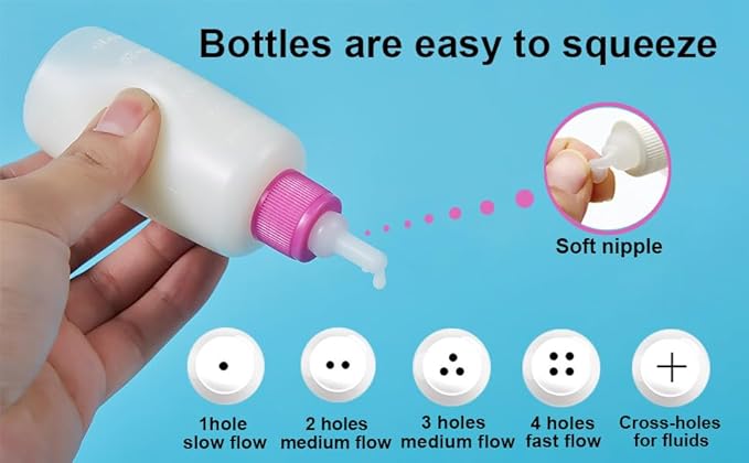 60ml Pet Feeding Bottle kit, pet Feeding Tool, Newborn Animal Feeder Practical, Replacement Pet Bottle with 10pcs Nipples