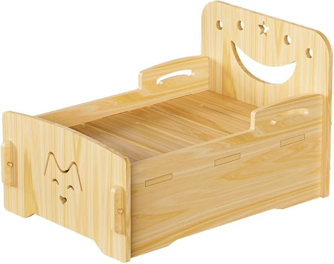Wooden Cat Bed-Wooden Indoor Pet Bed for Cats, Dogs, Rabbits, Kittens and Small Animals Without Mattress，Easy Assembly